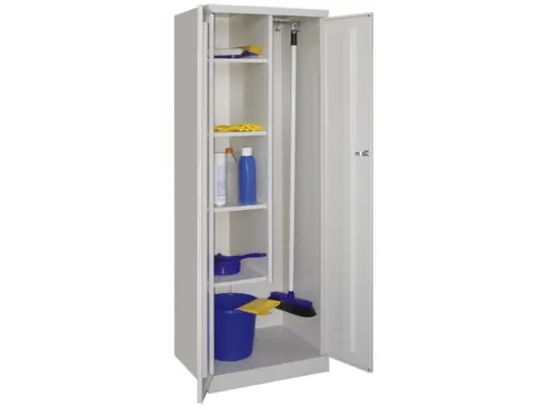 Schoonmaakkast HxBxD 1800x600x500mm 4 Legborden RAL7035 Front RAL7035