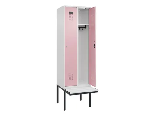 locker met bank,HxBxD 2120x600x815mm,2vak,vak B 300mm,cilinderslot