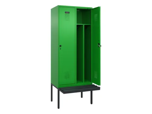 locker met bank,voor scheiding van kleding,HxBxD 2120x800x815mm,2vak