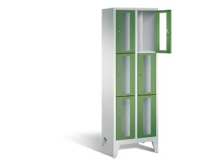 lockerkast 1850x610x500mm 2x3 vakken Cilinderslot Poten, RAL6011 - 1