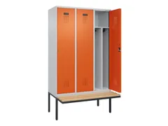 locker met bank,voor scheiding van kleding,HxBxD 2120x1200x815mm,3vak