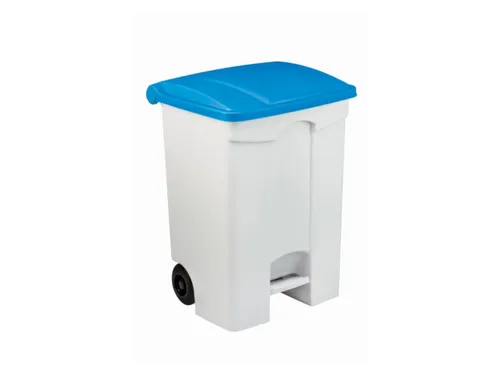 Contitop,mobiele afvalbak met pedaal 70L wit/blauw/VE:3