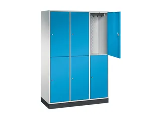 Dubbeldekse garderobekast,RAL 7035/RAL 5012,HxBxD 1950x1220x500mm - 1