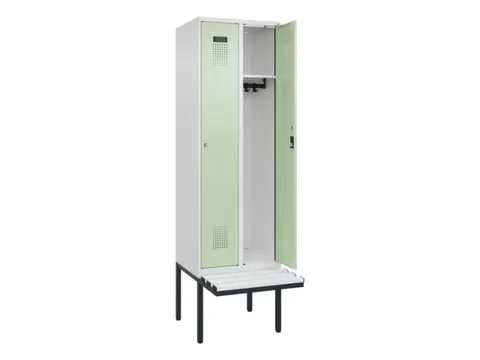 locker met bank,HxBxD 2120x600x815mm,2vak,vak B 300mm,cilinderslot