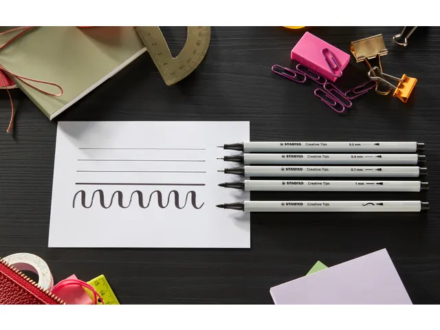 Creative Tips STABILO Arty assorti tips zwart en grijs blister à 10 s