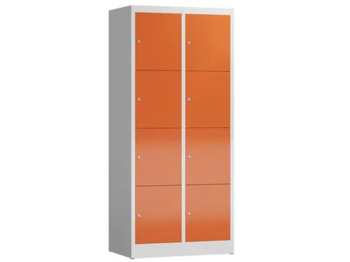 Lockerkast 1800x800x500mm 2x4 vakken cilinderslot, sokkel, RAL3000