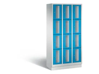 Lockerkast 1800x900x500mm 3x4 vakken Cilinderslot, Sokkel, RAL5012 - 2