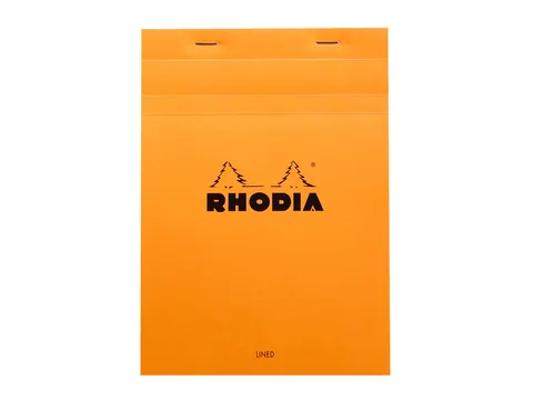 Schrijfblok Rhodia A5 lijn 80 vel 80gr met kantlijn oranje