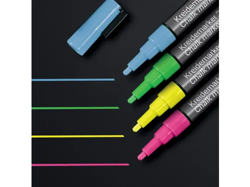 Krijtstift Sigel set 4kleuren ronde punt 1-2 mm