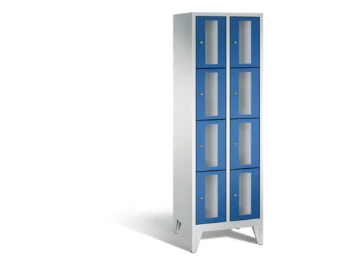 Lockerkast 1850x610x500mm 2x4 vakken Cilinderslot Poten, RAL5010
