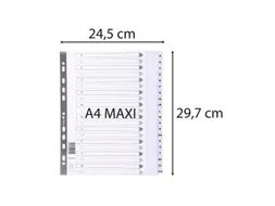 Bedrukte tabbladen geplastificeerde tabs 20-delig A-Z A4 maxi Assorti