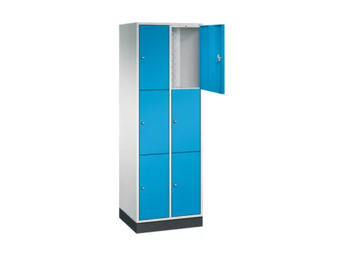 lockerkast,RAL 7035/RAL 5012,HxBxD 1950x620x500mm,2x3vakken,cil.-slot