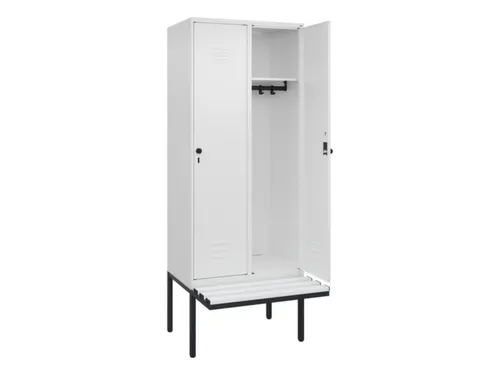 locker met bank,HxBxD 2120x800x815mm,2vak,vak B 400mm,draaigrendel