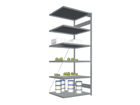 Rvs Inhaakstelling Aanbouw 2500x1010x835mm 6 Legborden Vaklast 200kg