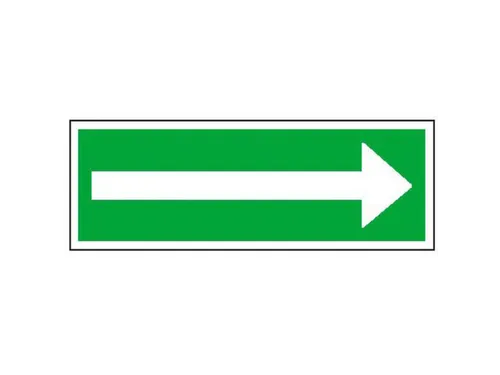 Vluchtroute-aanvullend bord,richtingspijl,PVC,groen/wit,HxB 105x300mm