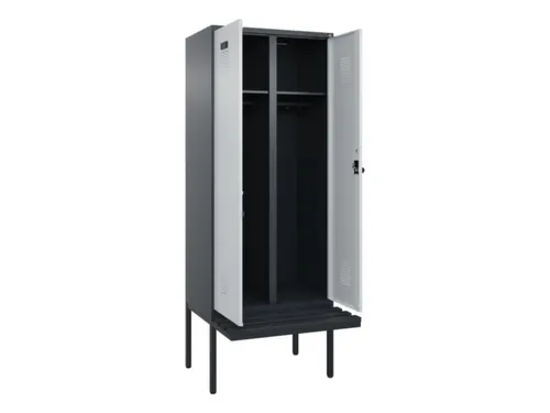 locker met bank,voor scheiding van kleding,HxBxD 2120x800x815mm,2vak