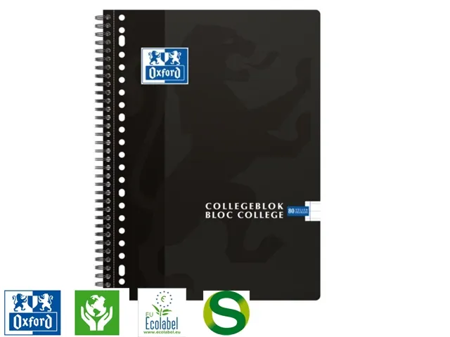 Collegeblok Oxford A4 23-Gaats Lijn 80vel Zwart