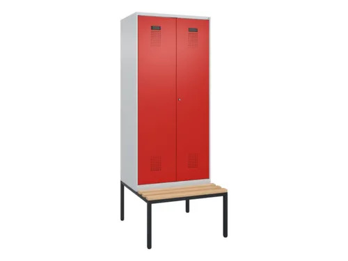 locker met bank,voor scheiding van kleding,HxBxD 2120x800x815mm,2vak