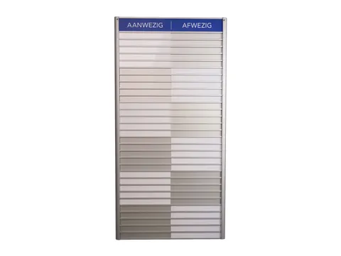 Menoor In-Uit bord 30 namen Aluminium Aanwezig/Afwezig Blauw