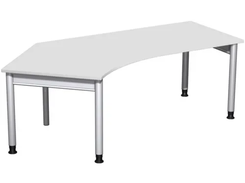 In hoogte verstelbaar hoekbureau 680-820x2166x1130mm lichtgrijs zilver