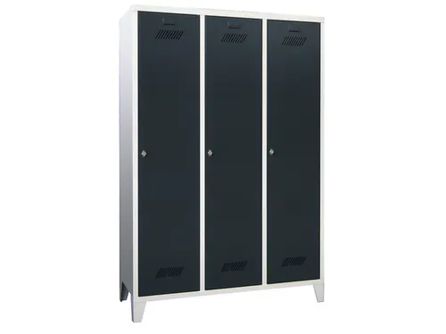 lockerkast,HxBxD 1850x1200x500mm,3vak,RAL7035,front RAL7016