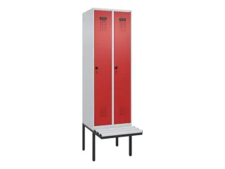 locker met bank,HxBxD 2120x600x815mm,2vak,vak B 300mm,draaigrendel - 2