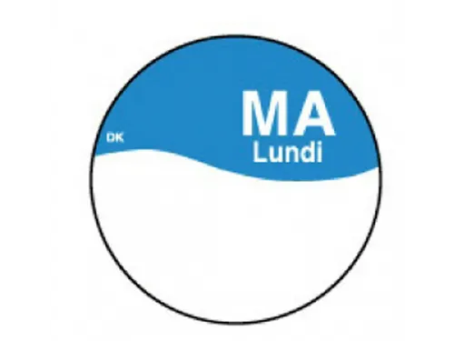 Daymark Label Dagetiket Maandag Permanent, rol 1000st