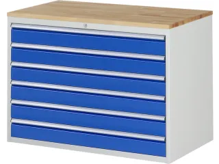 ladekast 825x1145x650mm 6laden cilinderslot RAL7035 RAL5010 beuken - 1