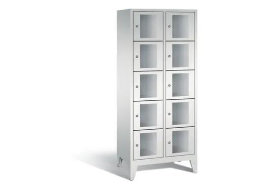 Lockerkast 1850x810x500mm 2x5 vakken Cilinderslot Poten, RAL7035