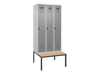 locker met bank,voor scheiding van kleding,HxBxD 2120x900x815mm,3vak - 2