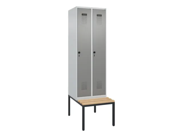 locker met bank,voor scheiding van kleding,HxBxD 2120x600x815mm,2vak