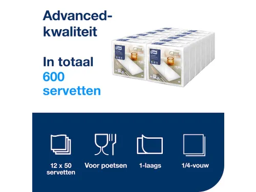Tork 478145 Premium Linstyle Dinnerservet wit 1/8-vouw 600 Stuks
