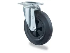 zwenkwiel,draagverm. 100kg,massief rubber-banden,ØxB 125x37,5mm