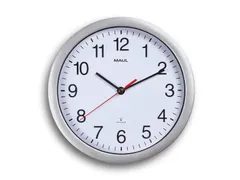 Wandklok MAUL Run RC Ø25x5cm kunststof zilver/wit incl batterij