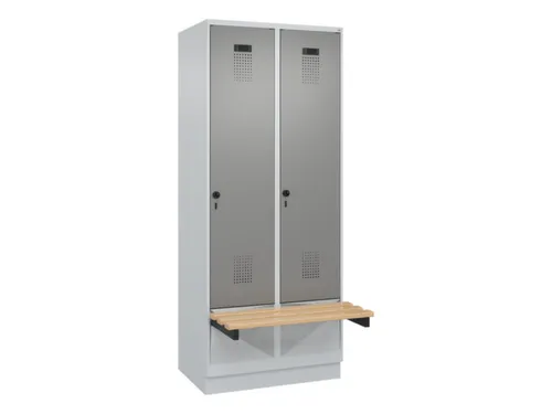 locker met bank,HxBxD 1950x800x815mm,2vak,vak B 400mm,draaigrendel