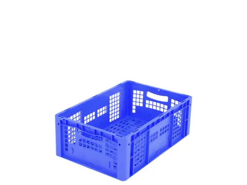 Euronorm Stapelkrat Pp 220x600x400mm Wanden/bodem Open Blauw 44l