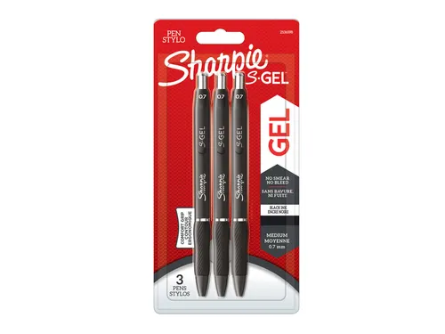 Gelschrijver Sharpie S-Gel Medium punt 0.7mm Zwart blister à 3 stuks
