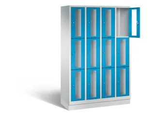 Lockerkast 1800x1190x500mm 4x3 vakken Cilinderslot, Sokkel, RAL5012 - 1
