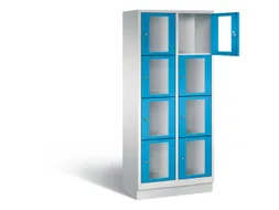 Lockerkast 1800x810x500mm 2x4 vakken Cilinderslot, Sokkel, RAL5012
