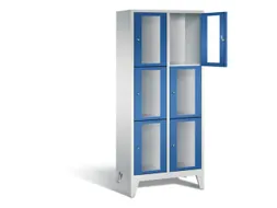 lockerkast 1850x810x500mm 2x3 vakken Cilinderslot Poten, RAL5010