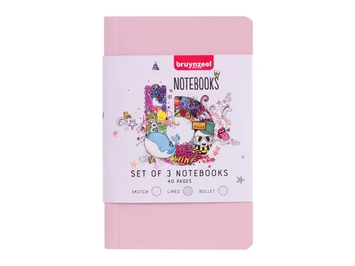 Notitieboek Bruynzeel A6 40vel glitter assorti set van 3 stuks