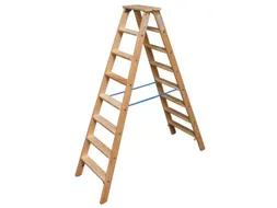 dubbele ladder,beide zijden,2x8treden,Stand H 1,3m,balk L 1,85m,hout