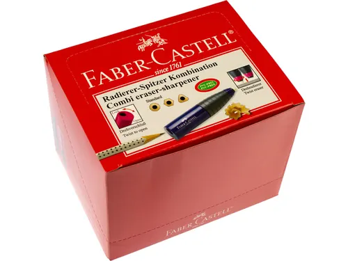gum/potloodslijper Faber-Castell Combi rood/blauw display a 12 stuks