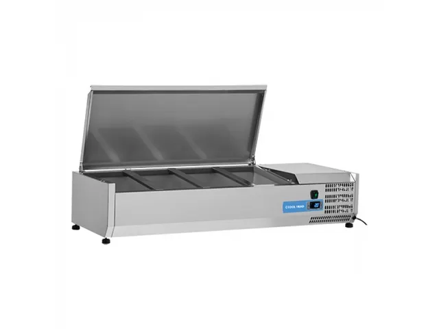 COOL HEAD Koelvitrine 4x 1/3 GN rvs deksel