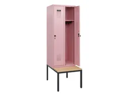 locker met bank,HxBxD 1950x600x815mm,2vak,vak B 300mm,draaigrendel