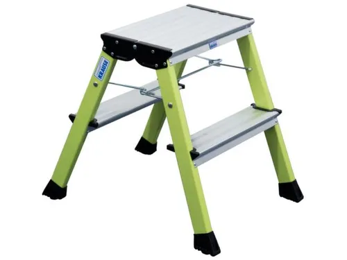 verrijdbaar vouwtrapje,aluminium,groen,bordes HxD 0,45x200m,2x2treden