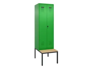 locker met bank,voor scheiding van kleding,HxBxD 2120x600x815mm,2vak - 2