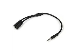 Slim Stereo Splitterkabel Y-adapter 3,5mm M naar 2x 3,5mm F