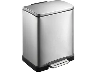 Afvalbak pedaalemmer RVS mat rechthoekig 9 Liter + 10 Liter - 1
