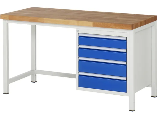 werkbank,HxBxD 840-1040x1500x700mm,beukblad,draagverm. 1250kg,4voeten